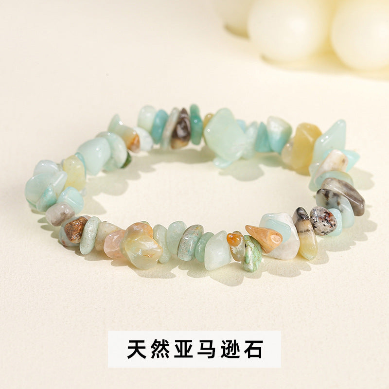 Wholesale natural crystal agate colorful gravel elastic bracelet